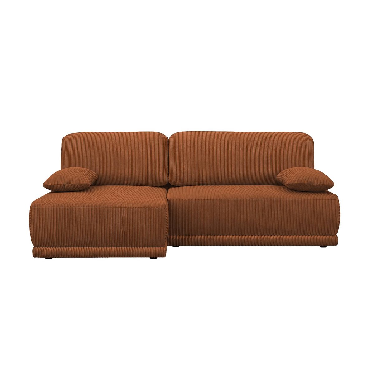 Banquette canapé d'angle gauche convertible 3 places velours côtelé avec coffre NELSON taupe, SWEEEK