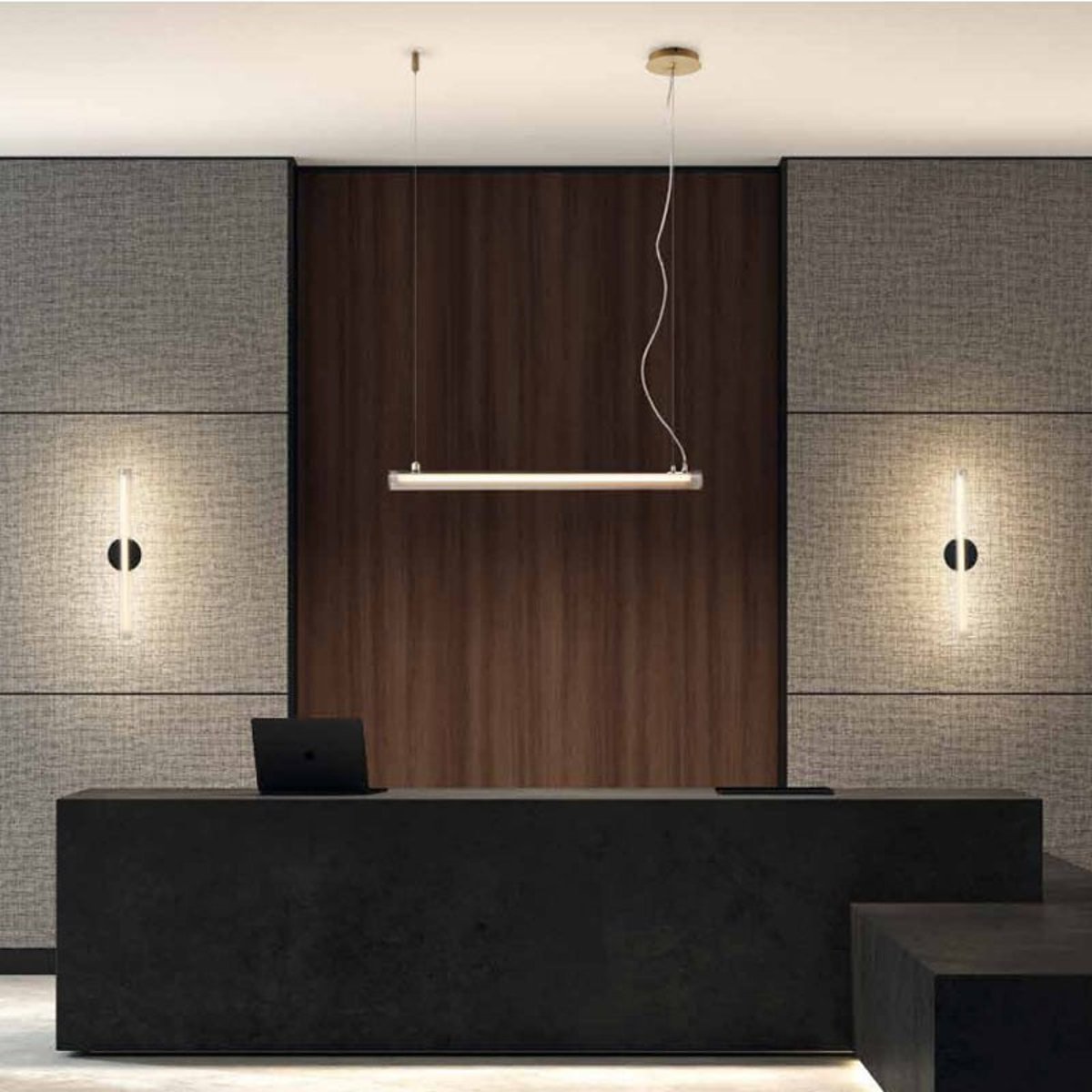 Suspension Led Tube Oslo Verre Et Laiton laiton, MILLUMINE