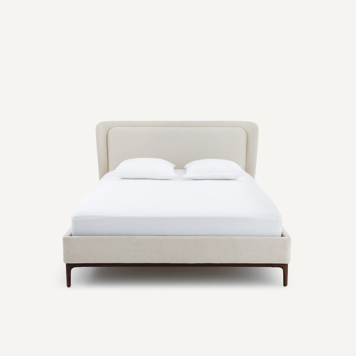 Lit double avec sommier assemblé, en tissu texturé, JABOTE ficelle, AM.PM