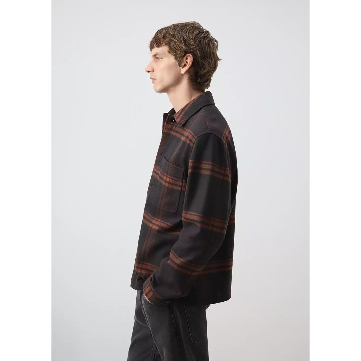 Surchemise laine mélangée carreaux marron, MANGO MAN