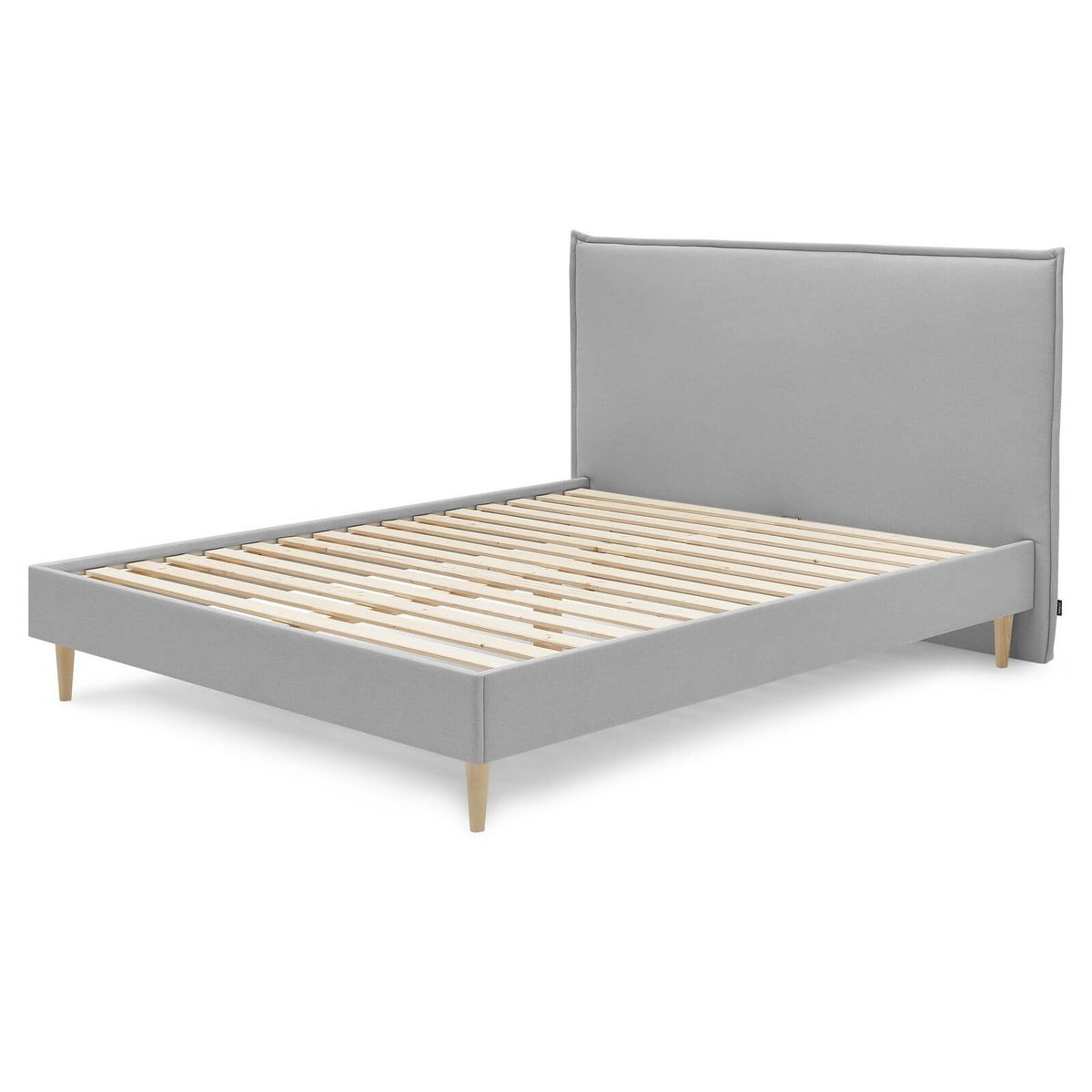 Lit bois revêtement tissu, SARY gris, BOBOCHIC