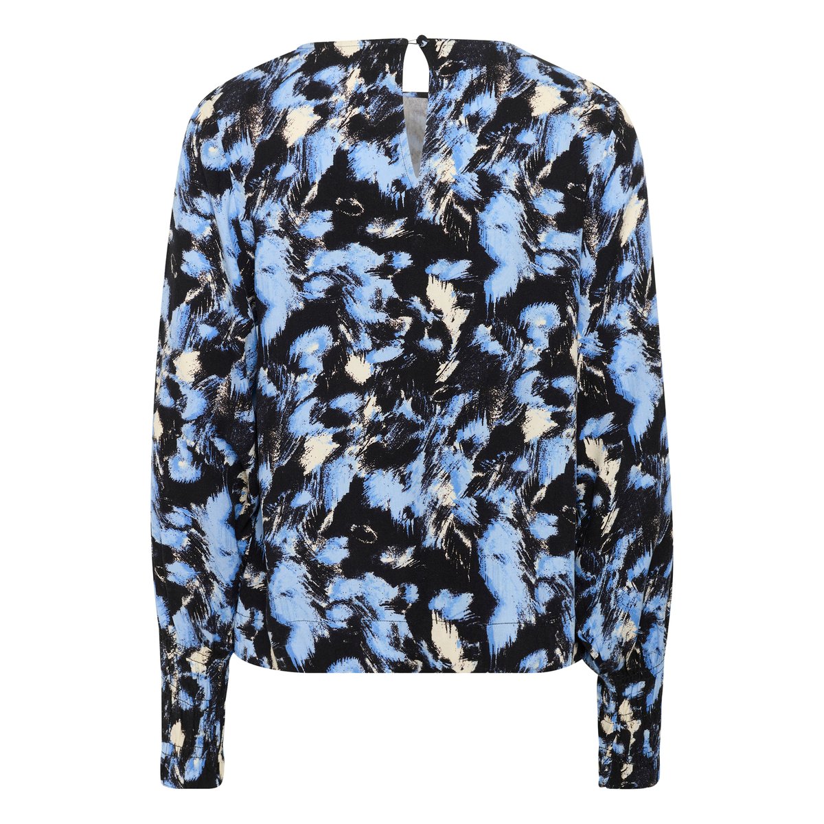 Blouse with long sleeve noir/bleu black/blue graphic strokes, KAFFE