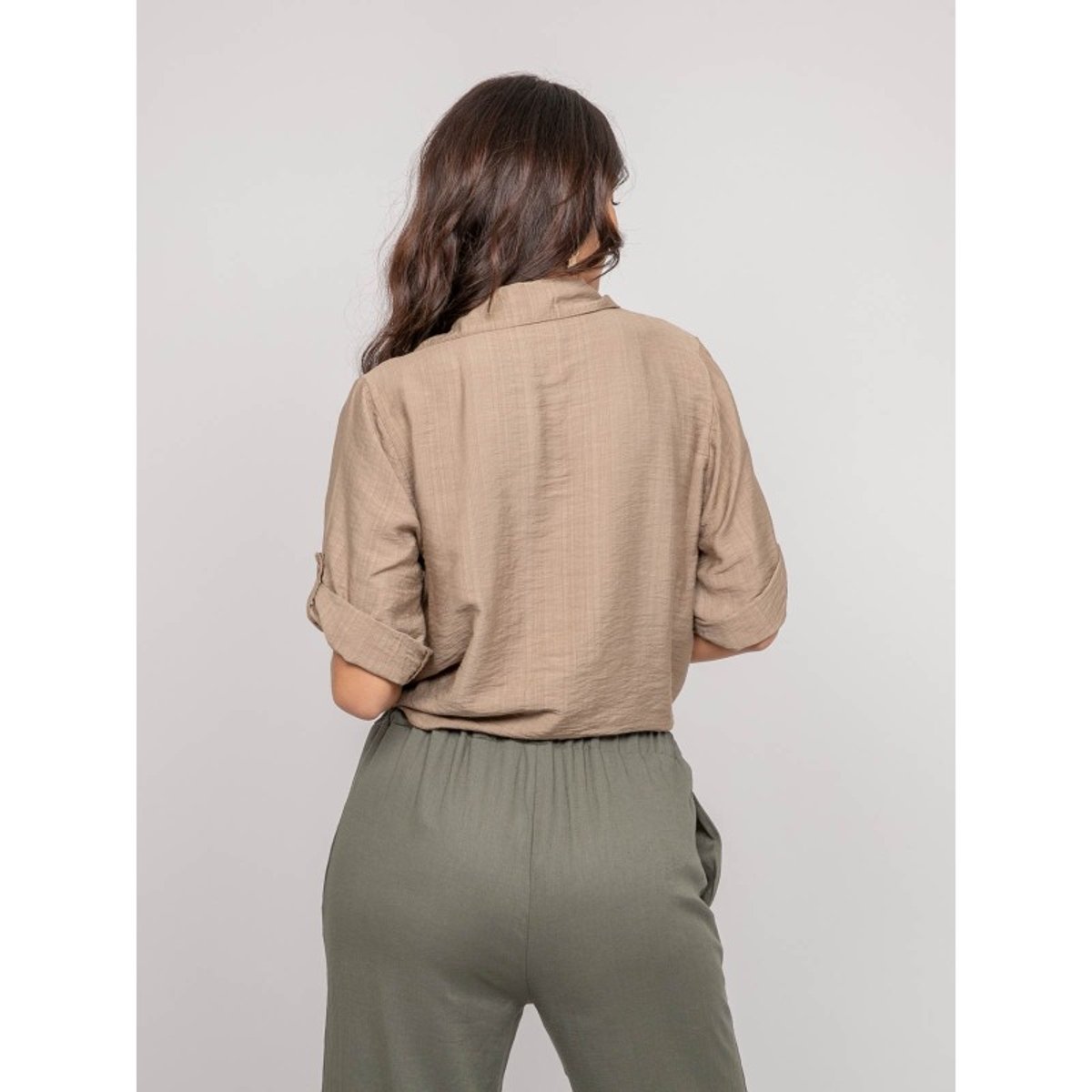 Chemise Manches Courtes Nouée Ovelie beige, DONA LISA