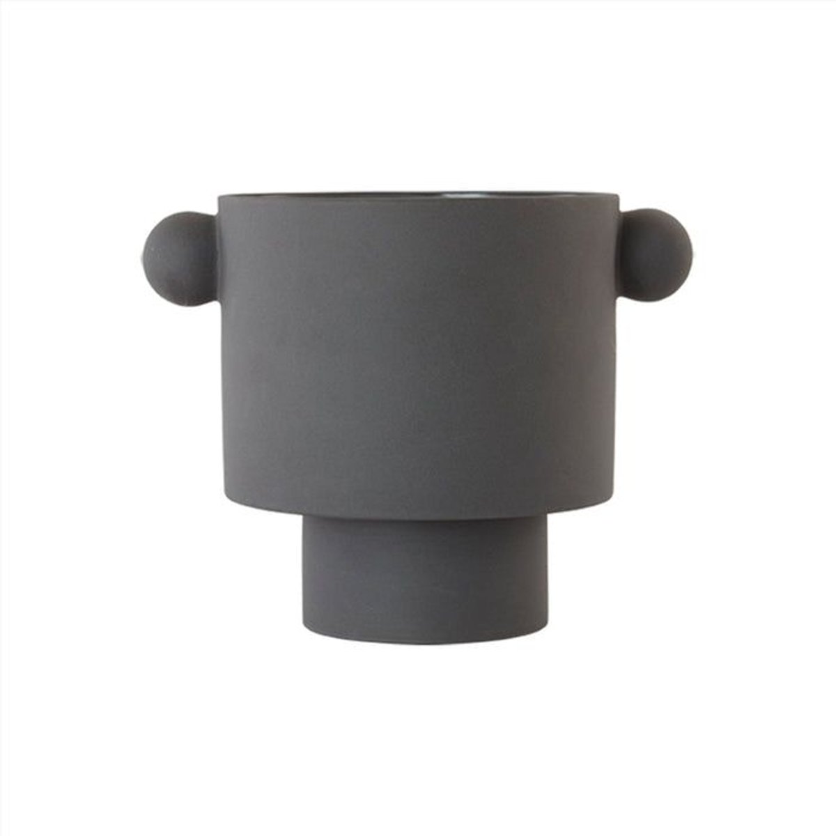 Pot en grès à relief LIVING anthracite, OYOY LIVING DESIGN