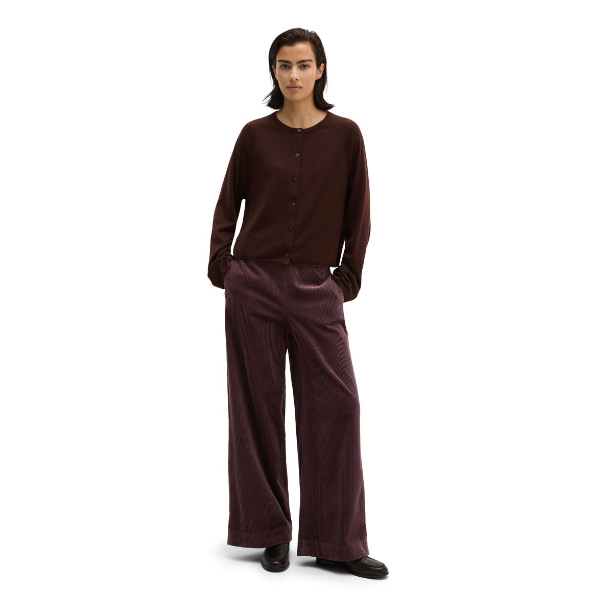 Cardigan relaxed en laine mérinos douce rouge, MARC O'POLO