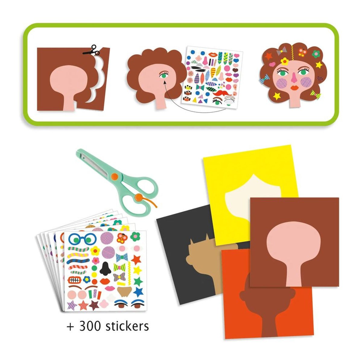 Créer avec des stickers Coiffeur multicolore, DJECO