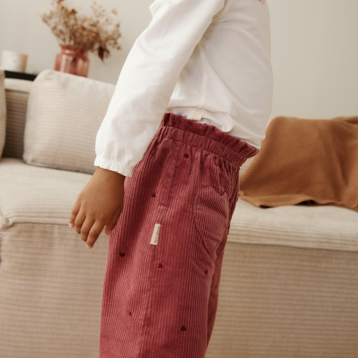Pantalon enfant en velours côtelé Aimée bordeaux, PETIT BEGUIN