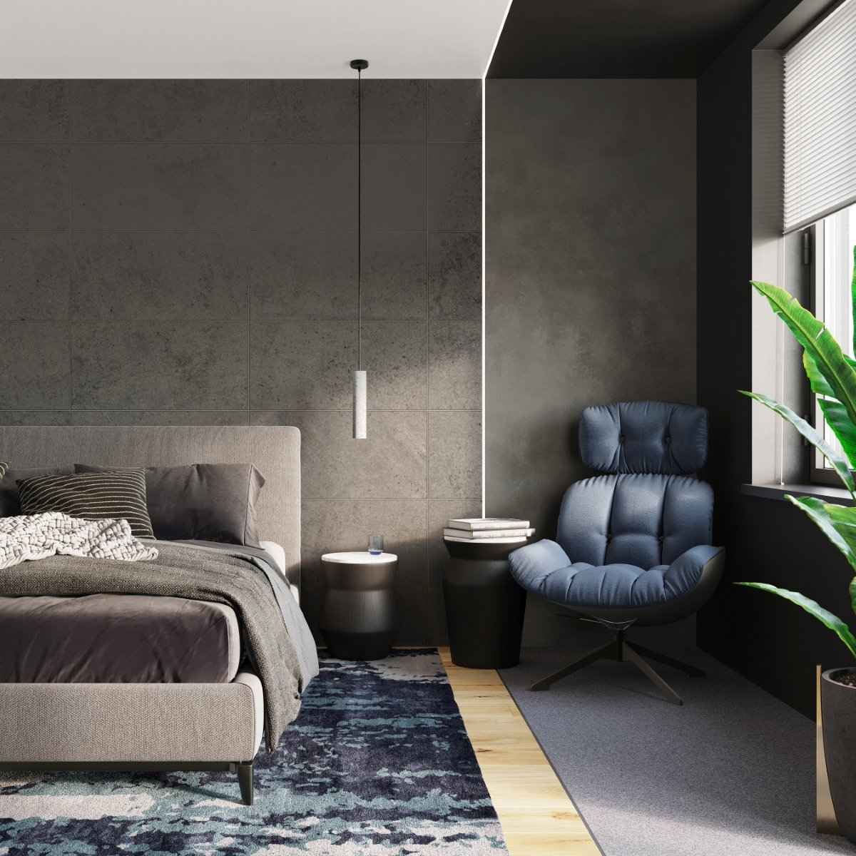 Suspension Béton Gris GU10 3 Luvo gris, EDEN