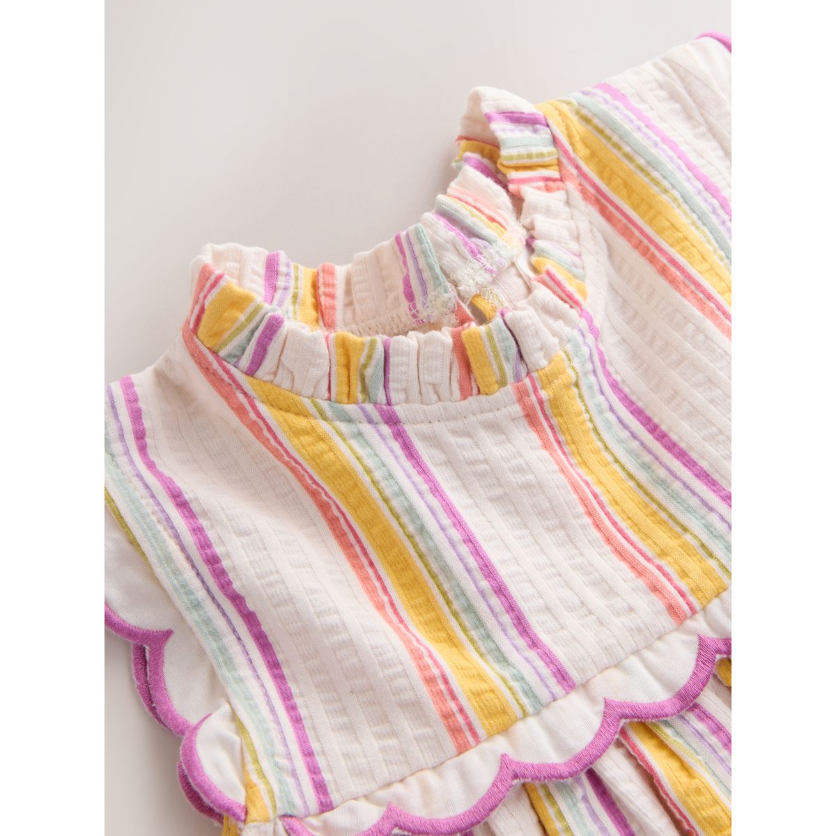 Robe d'été sans manches festonnée rayure arc-en-ciel, NEXT