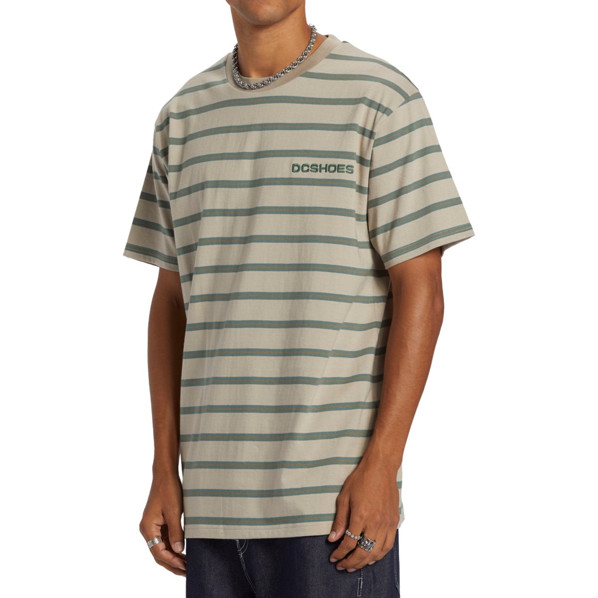T-shirt à manches courtes UPSTATE. vert silver lining upstate stripe, DC SHOES