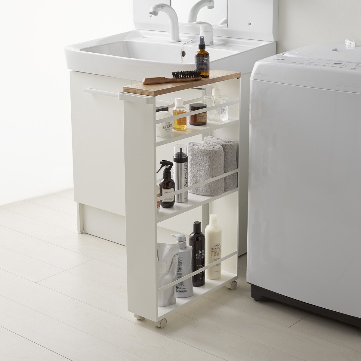 Etagère étroite à roulettes gain de place TOWER blanc, YAMAZAKI