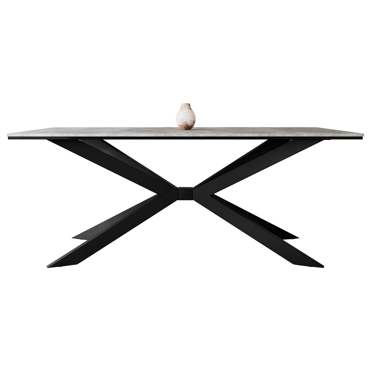 Table à manger 190x90 cm - CASEY gris / noir, BEST MOBILIER