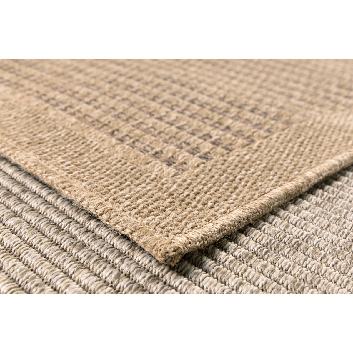 Tapis intérieur extérieur rond aspect jute motifs lignes NATURE marron, NAZAR RUGS