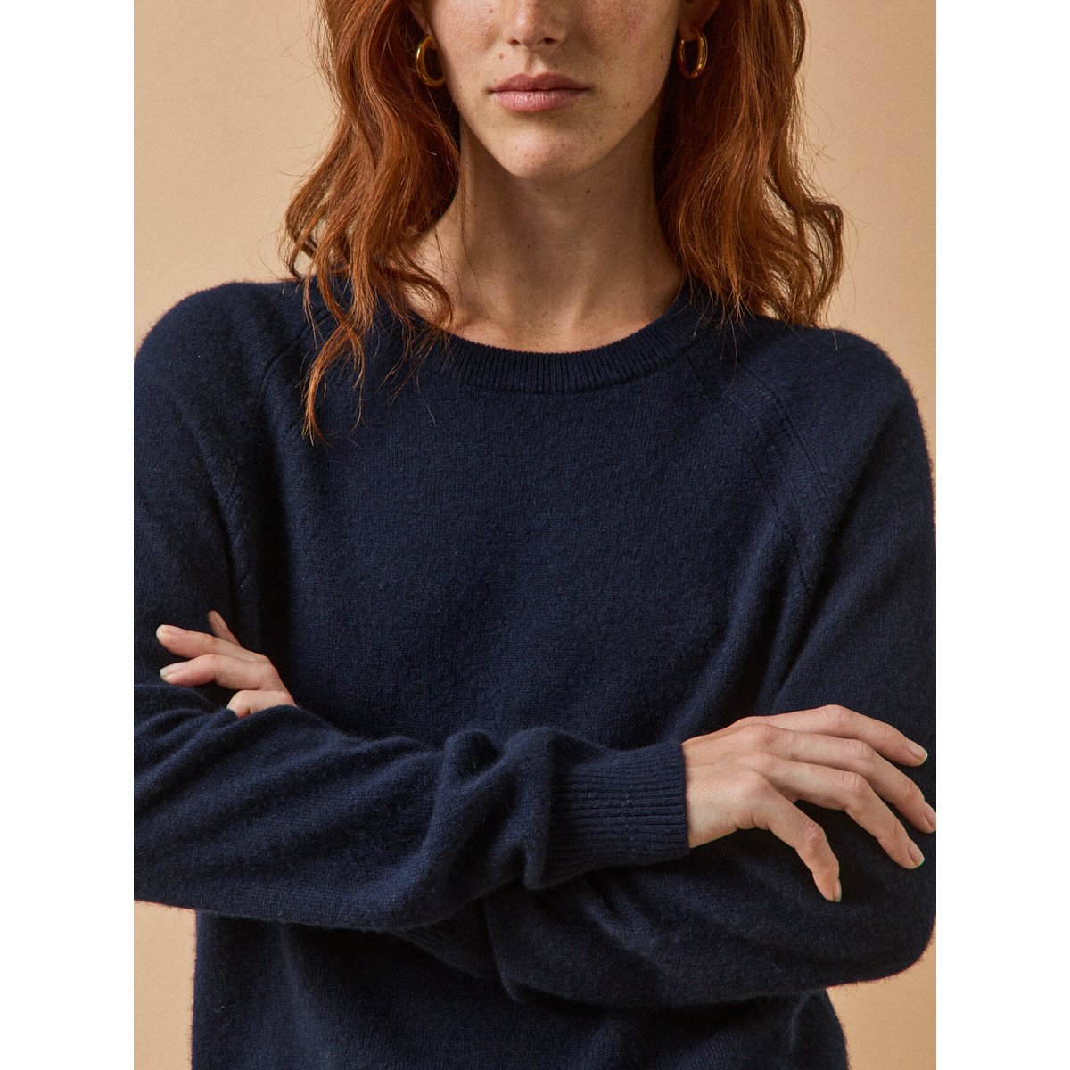 Pull col rond  - Collection Cachemire marine, CYRILLUS