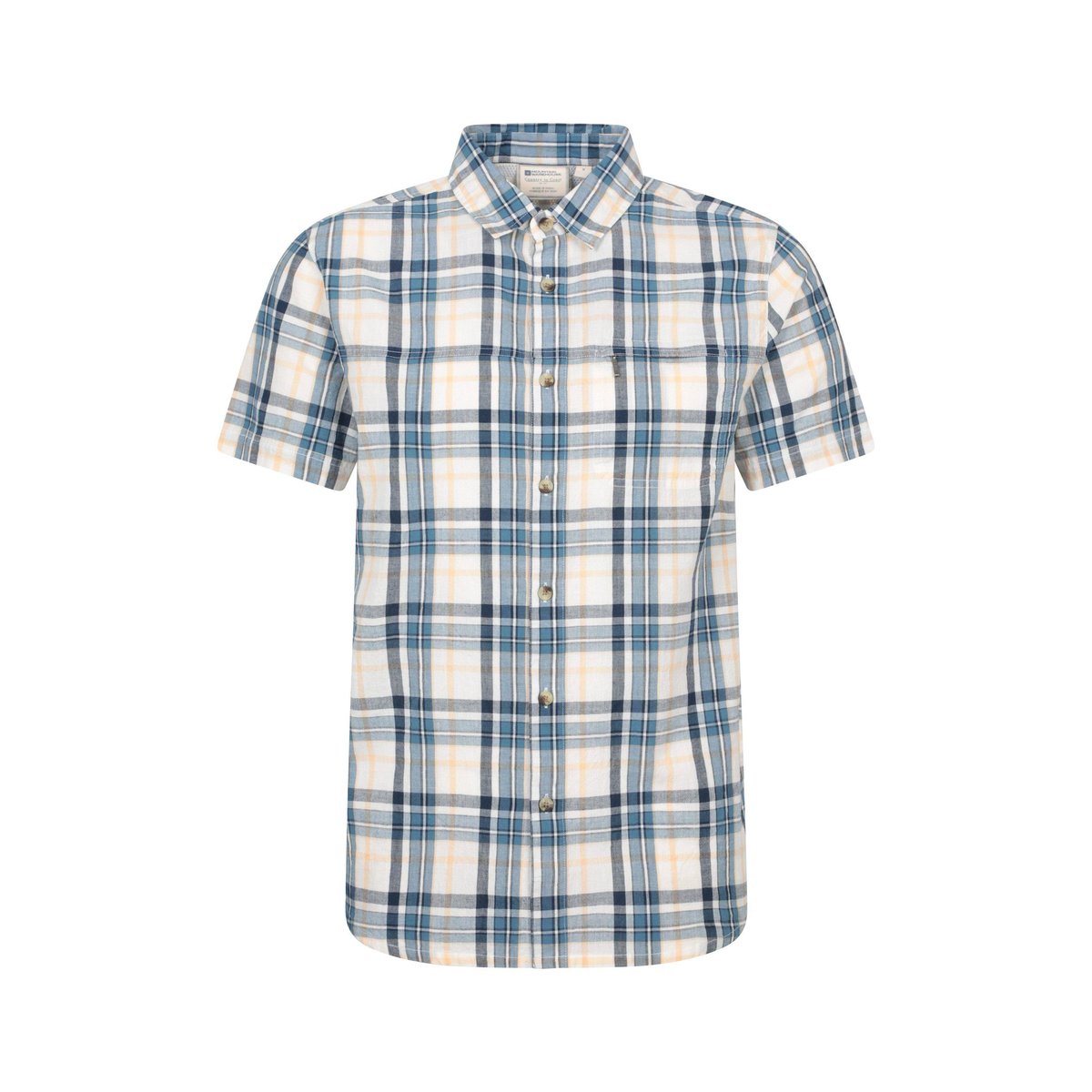 Chemise manches courtes motif/style à carreaux bleu clair, MOUNTAIN WAREHOUSE
