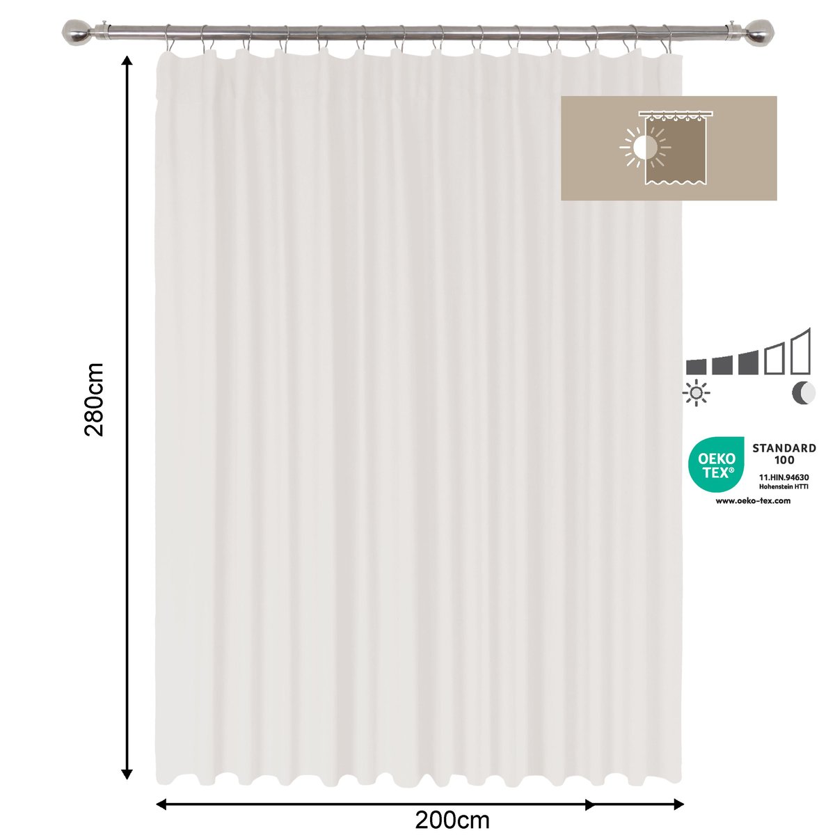 Rideau tamisant en coton, KALPE blanc, INSPIRE