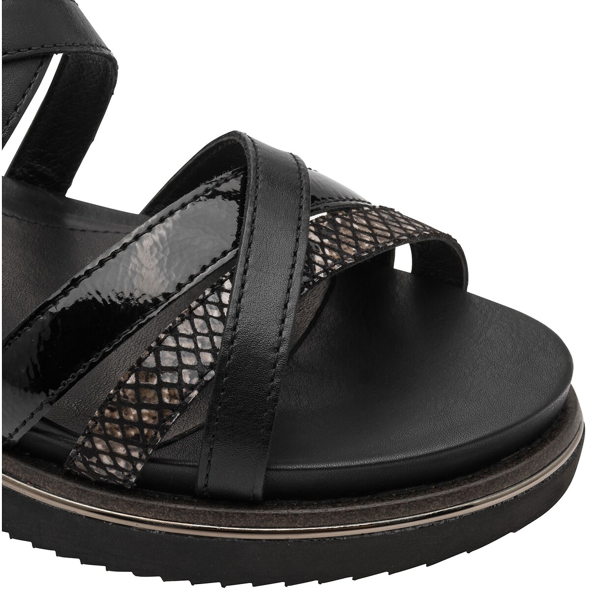 Sandalen met sleehak zwart, TAMARIS