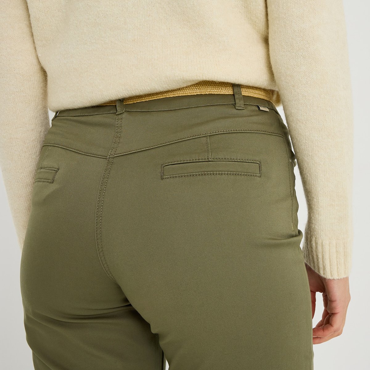 Pantalon chino uni vert kaki, GRAIN DE MALICE