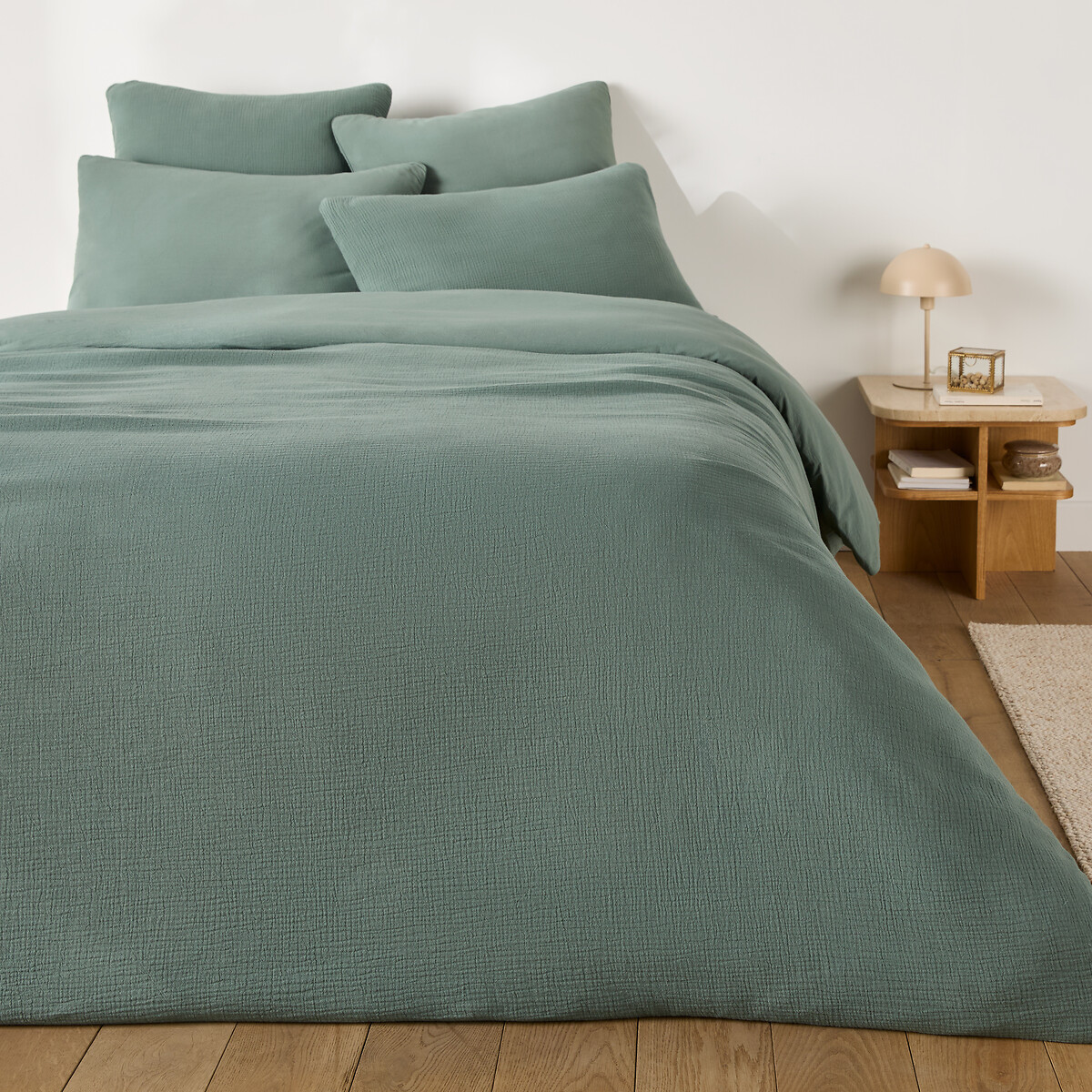 Federa per cuscino, cotone garzato/cotone lavato, Kumco eucalyptus, LA REDOUTE INTERIEURS