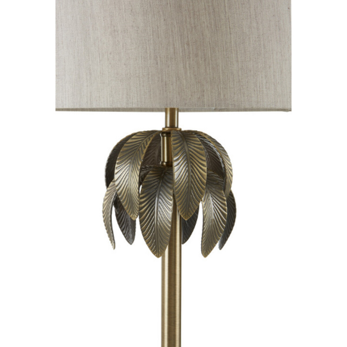 Helene Crystal Base and Palm Leaf Detail Table Lamp in Antique Brass gold, SO'HOME