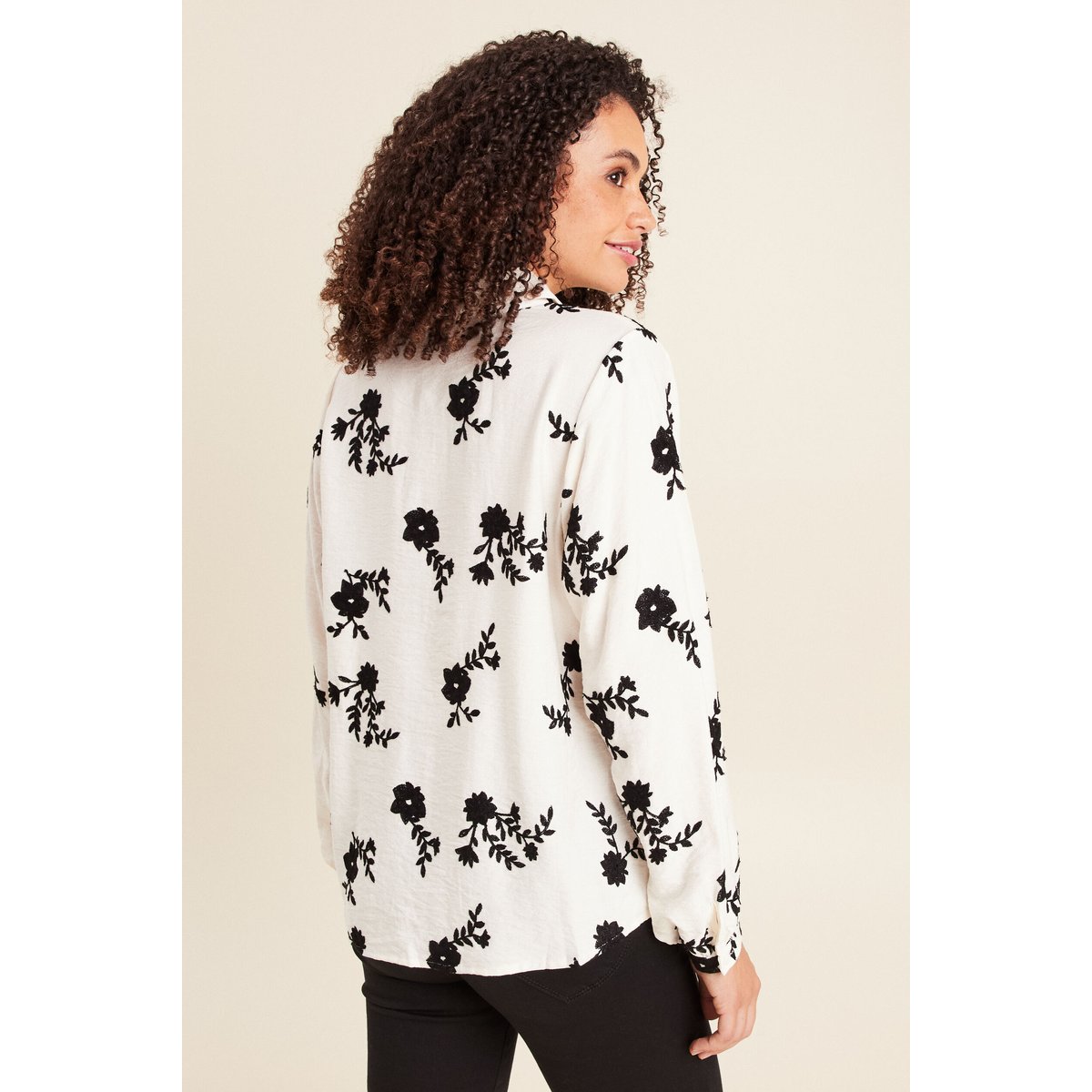 Chemise fluide brodée manches longues blanc, BREAL