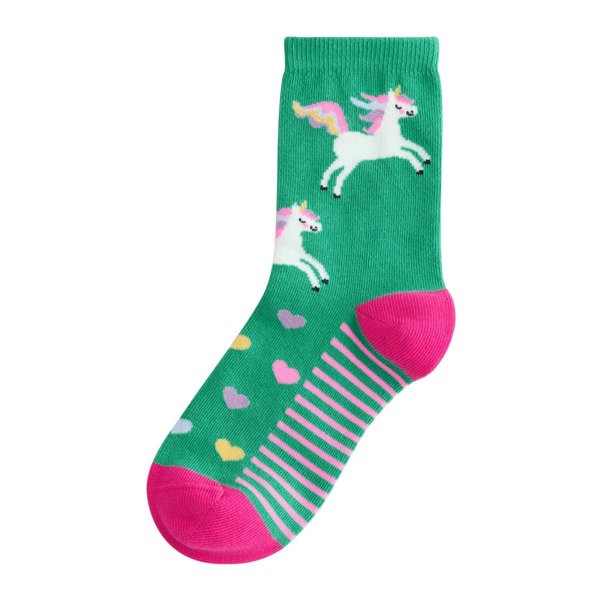 Socquettes coton licornes, 7 paires rose, vert et bleu marine, NEXT