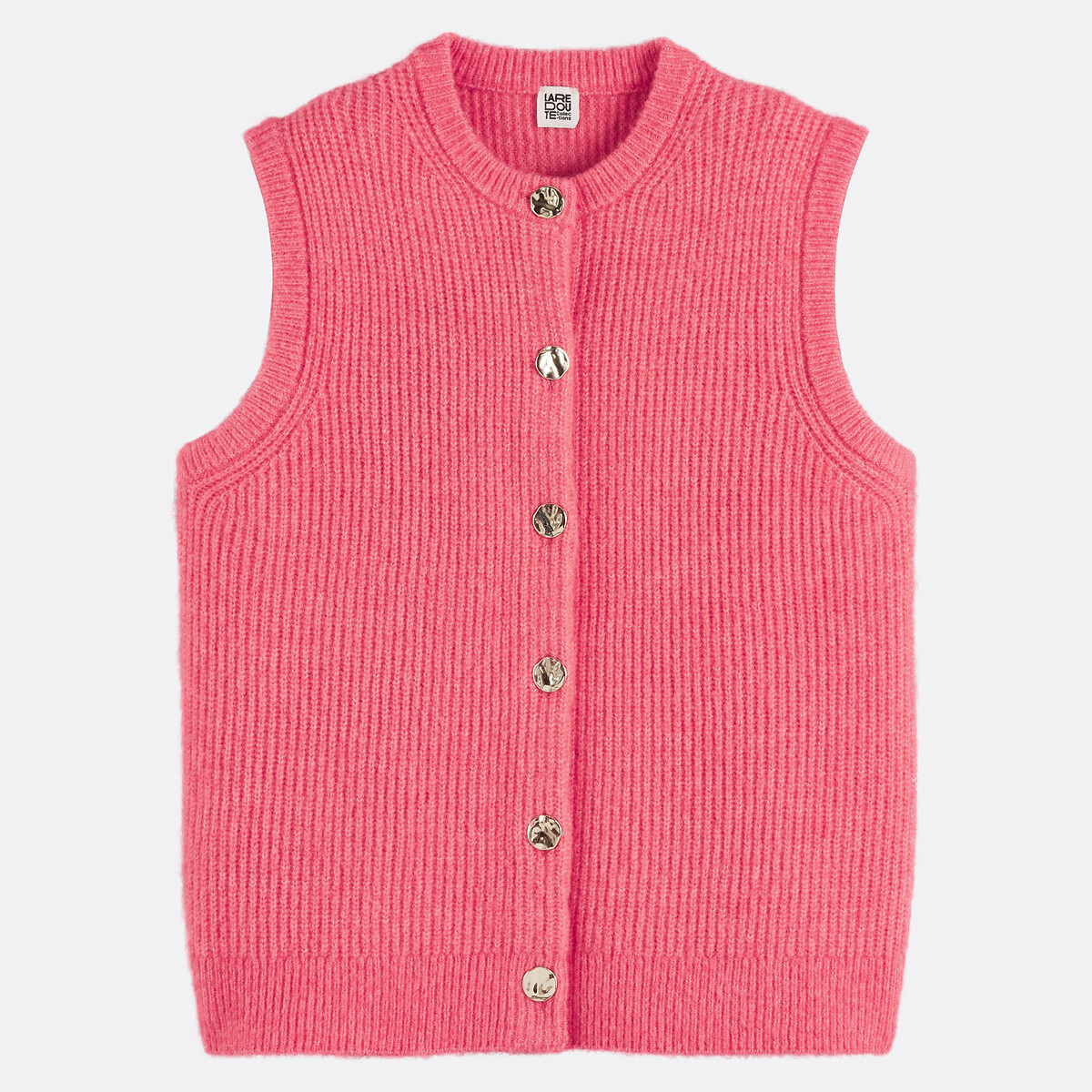 Gilet sans manches en maille mousseuse rose, LA REDOUTE COLLECTIONS