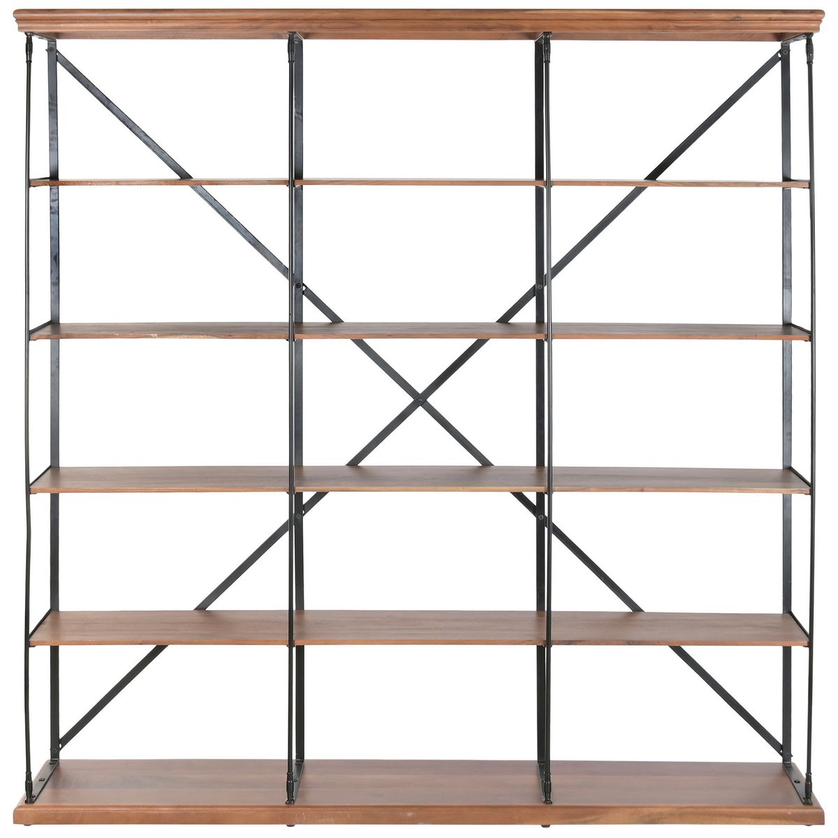 Étagère bibliothèque seesham et métal noir 213x43x220cm bois, WADIGA
