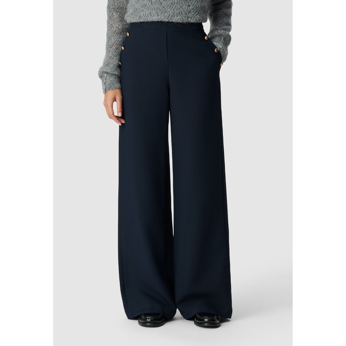 Pantalon droit flanelle bleu marine, IKKS