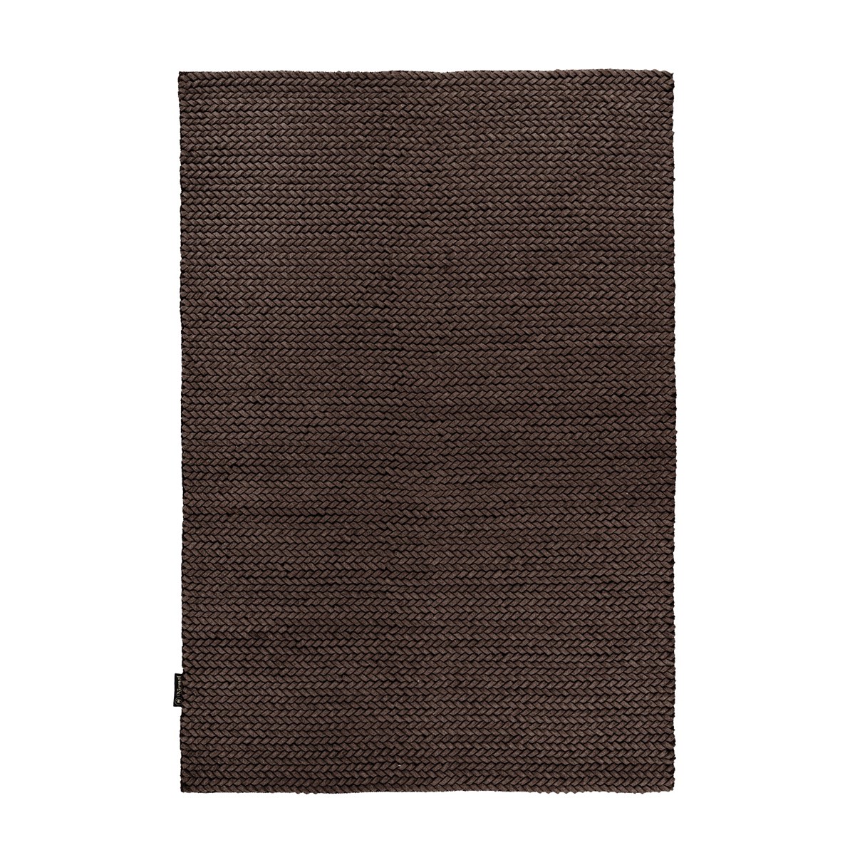 Tapis salon et chambre tressé main en laine BORY marron, NOVATREND