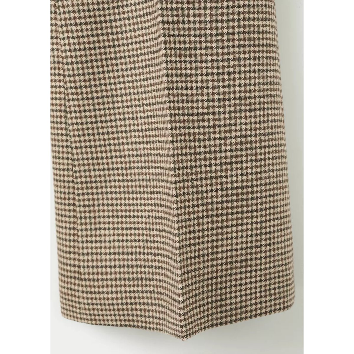Pantalon en laine mélangée pied-de-poule marron moyen, MANGO