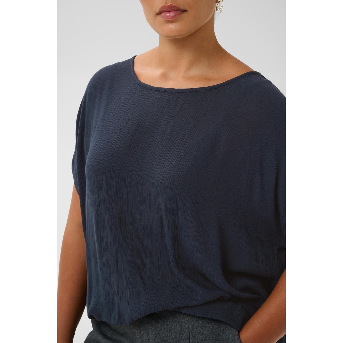 Blouse à manches courtes bleu midnight marine, KAFFE CURVE
