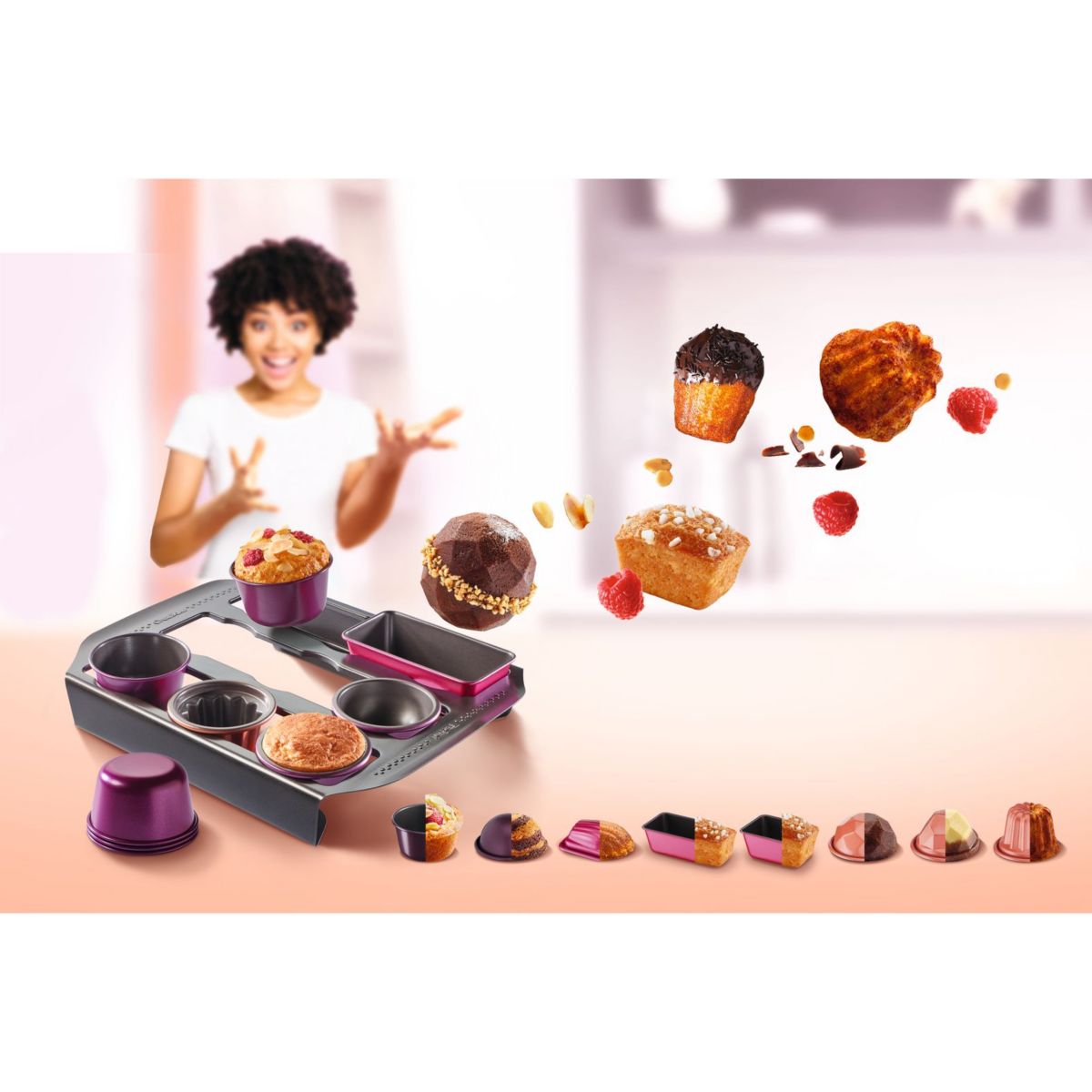 Moule à gâteau Creabake trio muffins 7.5 cm coloris unique, TEFAL