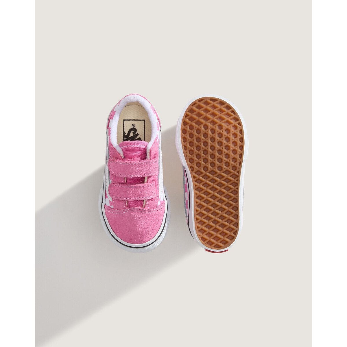Baskets à scratchs OLD SKOOL V rose/blanc, VANS