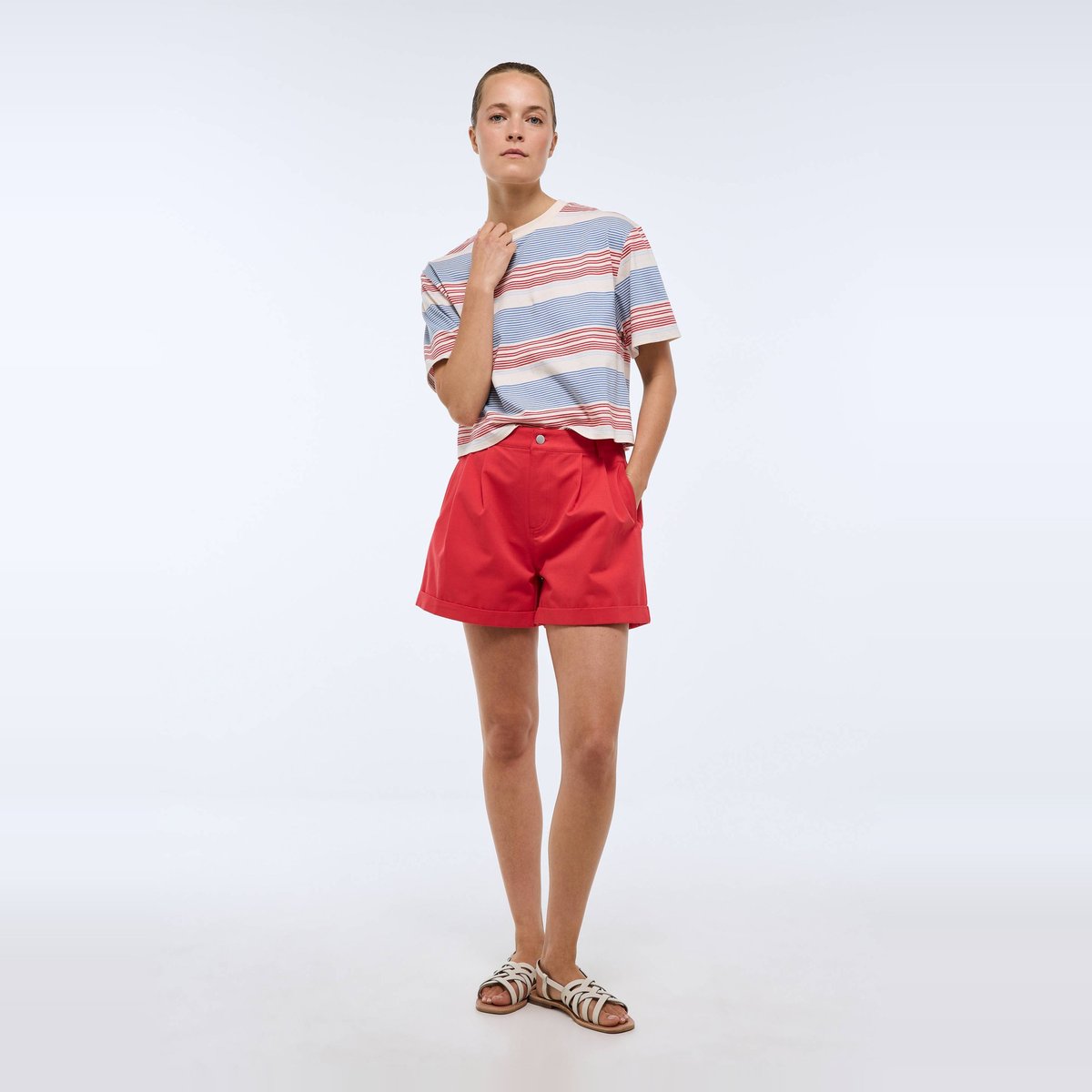 Short en coton rouge, MONOPRIX