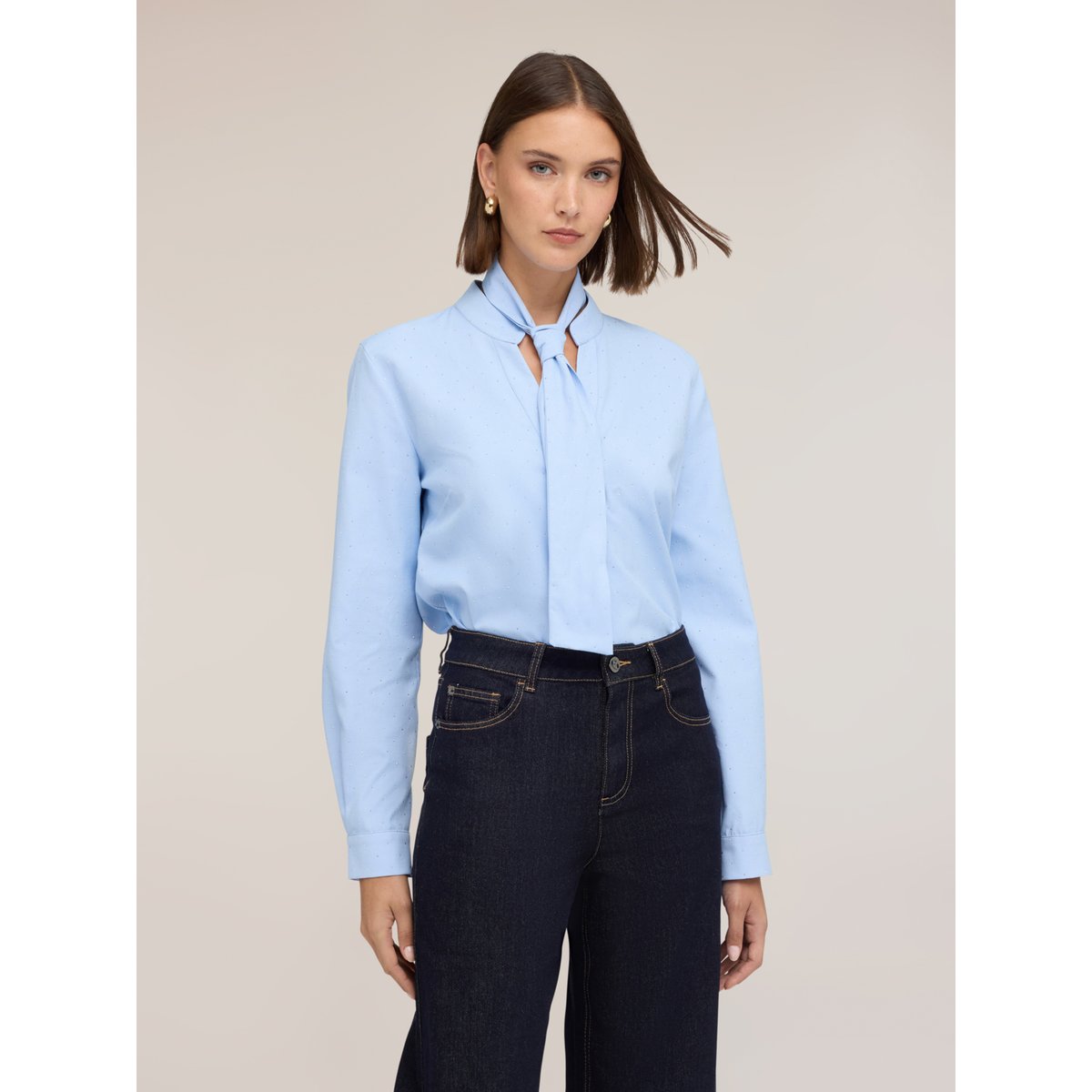 Chemise avec nœud et micro strass light - blue, MOTIVI