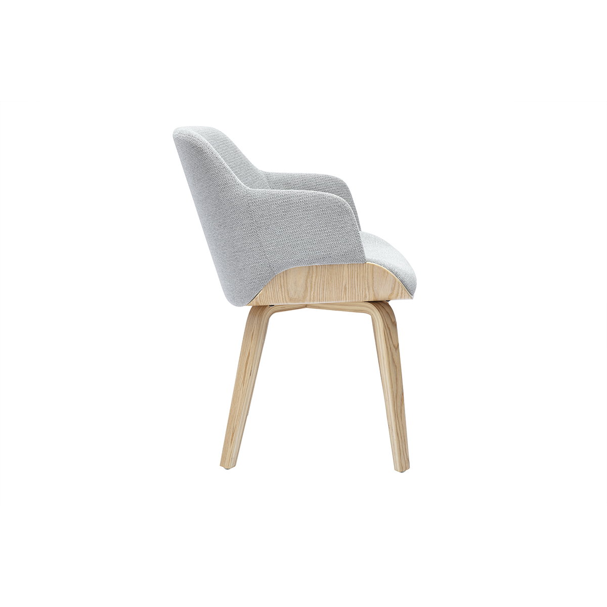 Chaise en tissu chenille gris et bois clair EARL gris, MILIBOO