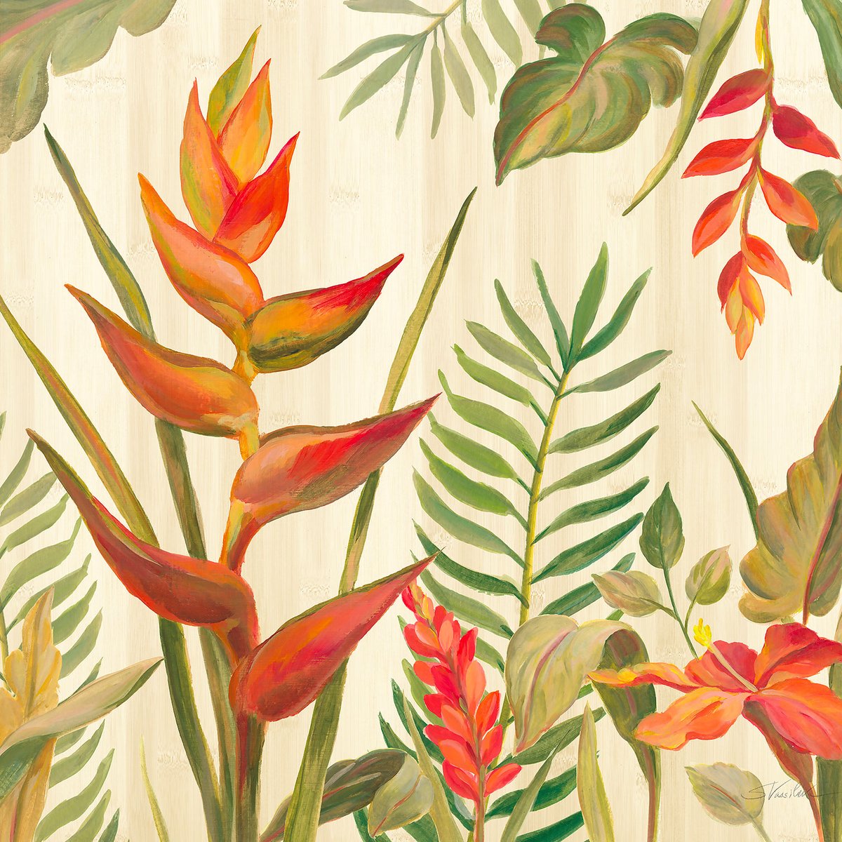 Tableau Oiseaux du paradis en aquarelle tableau alu dibond, HEXOA