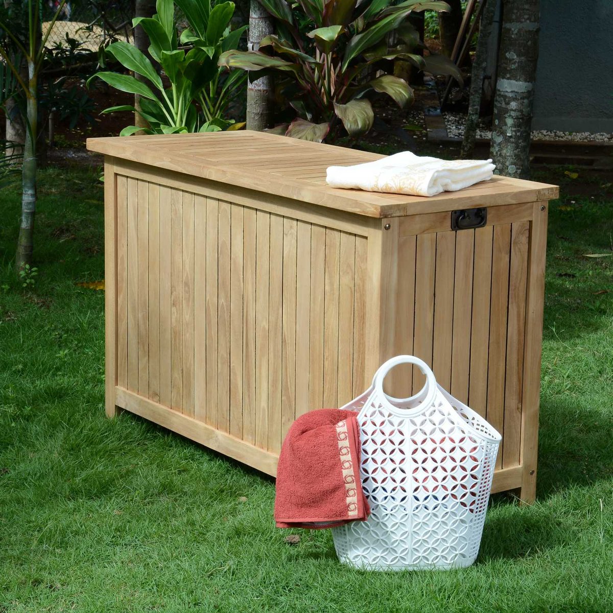 Coffre de jardin en teck massif Aoba naturel, TECK ATTITUDE