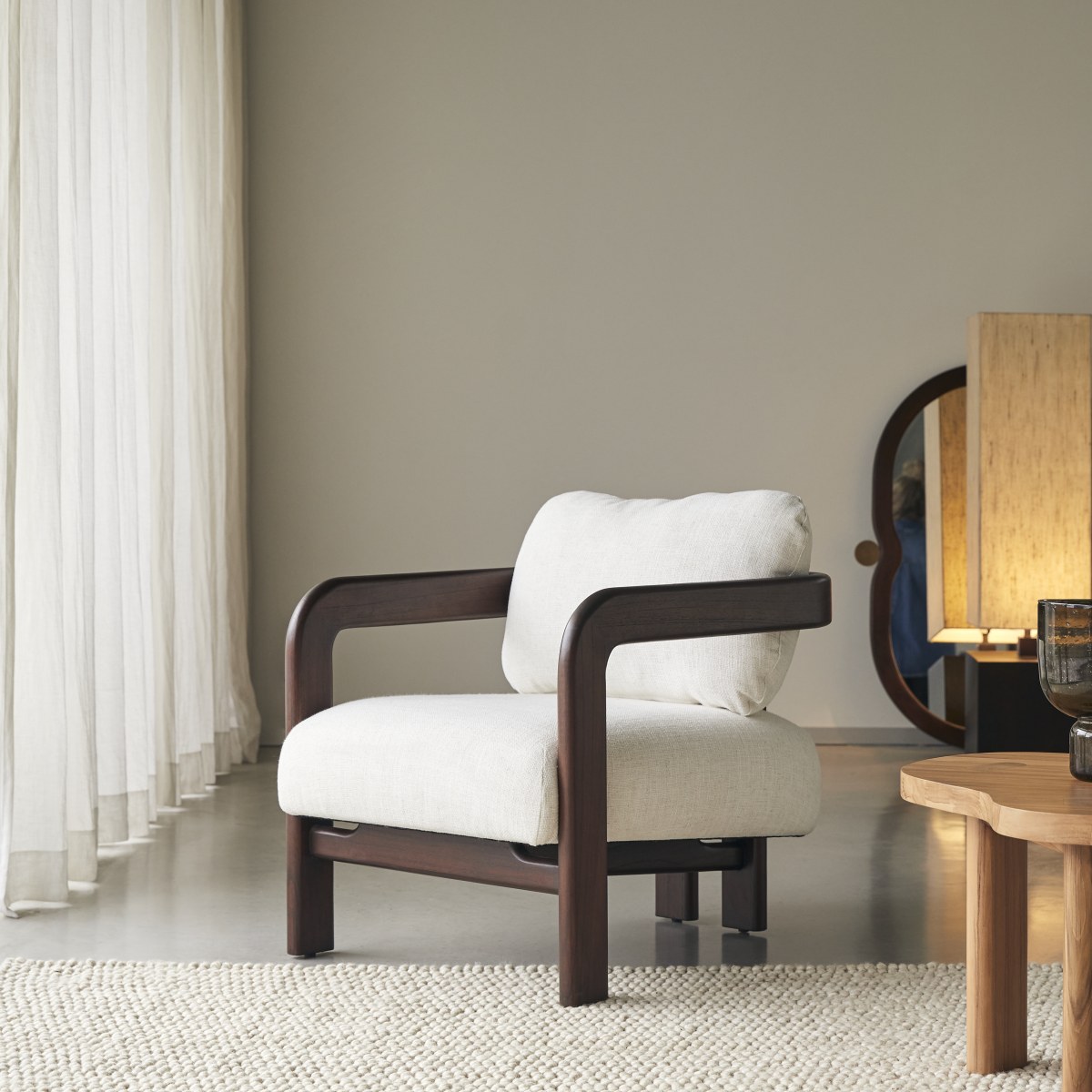 Fauteuil en Tissu massif, CHARLIE beige, TIKAMOON