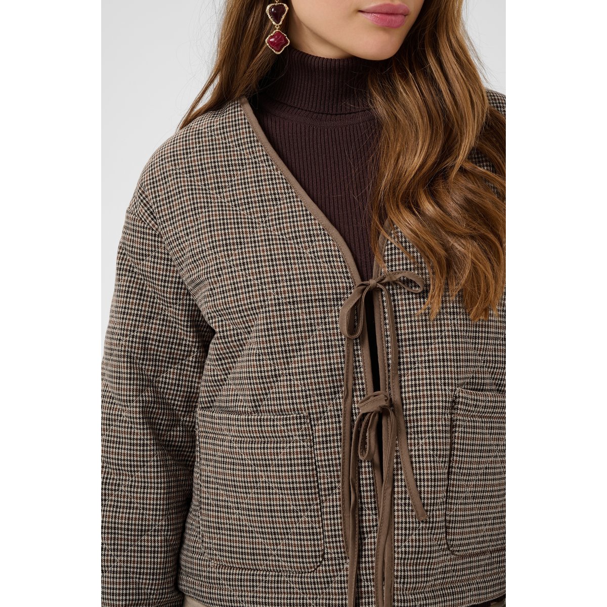 Veste marron brown check, CREAM