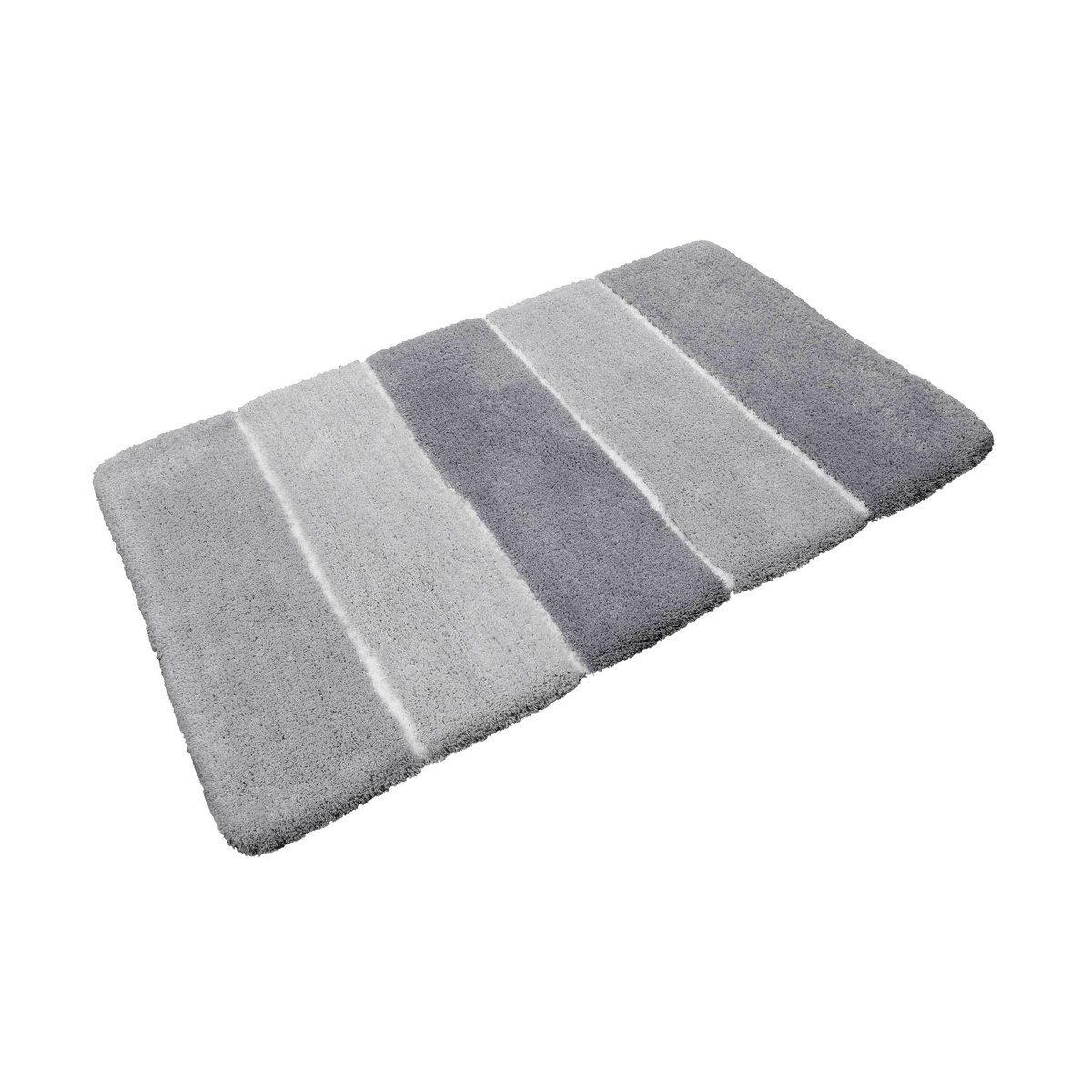 Tapis de bain antidérapant doux rayé , RIO MARINA gris argent, HOMIE LIVING