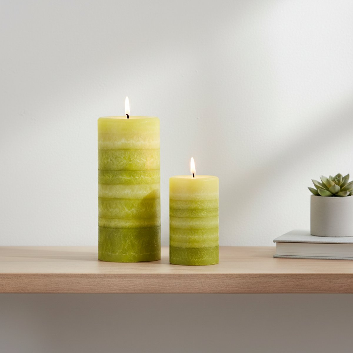 Bougie parfumée cylindrique H15 vert, SIA DECO