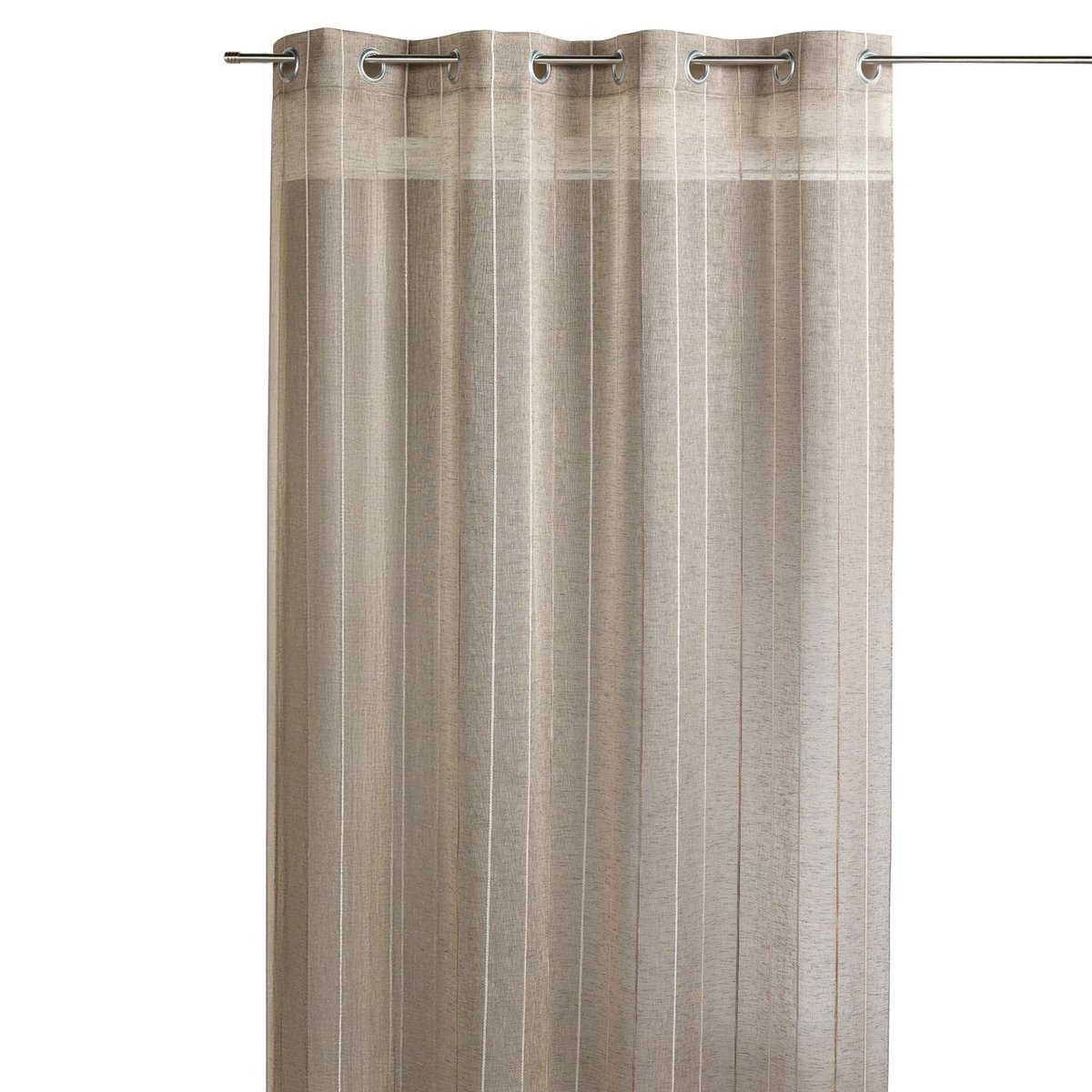 Voilage tissé à rayures verticales fines taupe, HOME MAISON