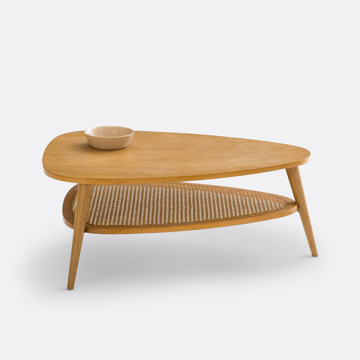 Vintage Couchtisch Quilda aus Eiche, furniert, Korbgeflecht eiche, LA REDOUTE INTERIEURS