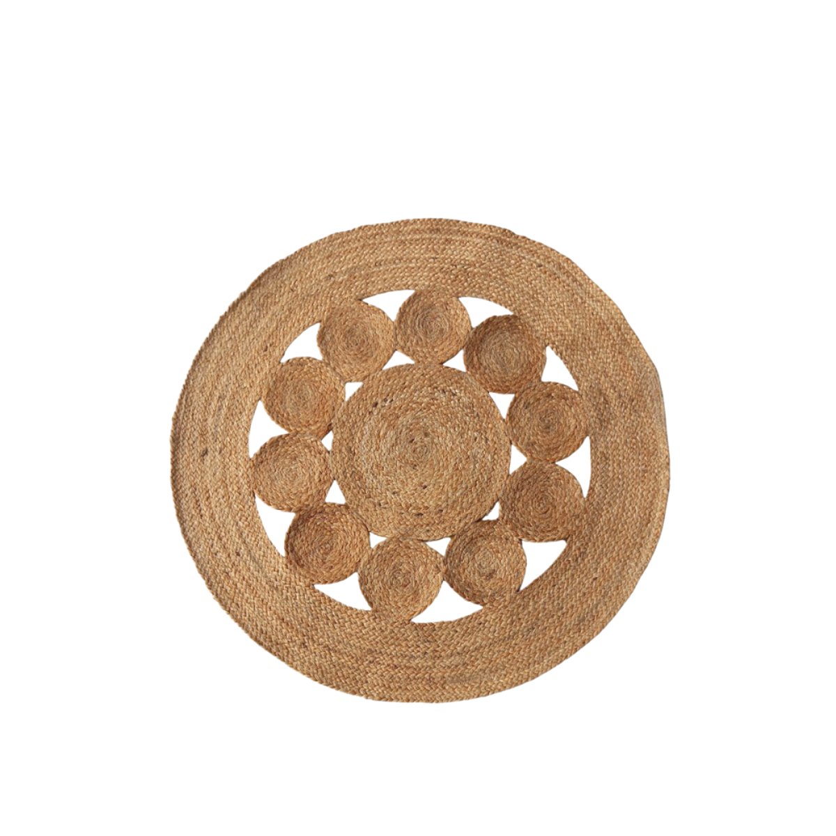 Tapis en jute rond forme fleur 100cm naturel, ORNAMI