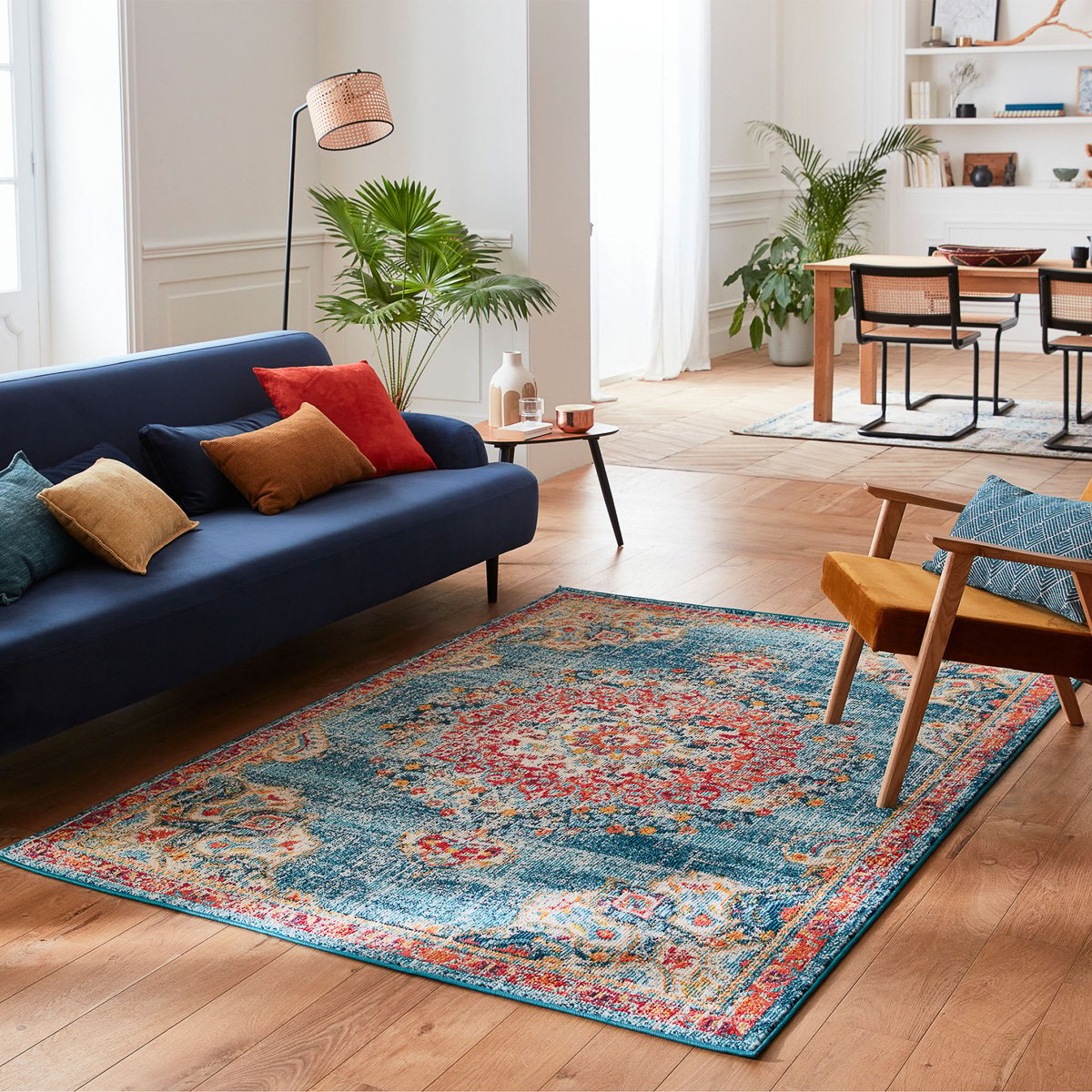 Tapis de salon vintage oriental ANATOLIA turquoise, NAZAR RUGS
