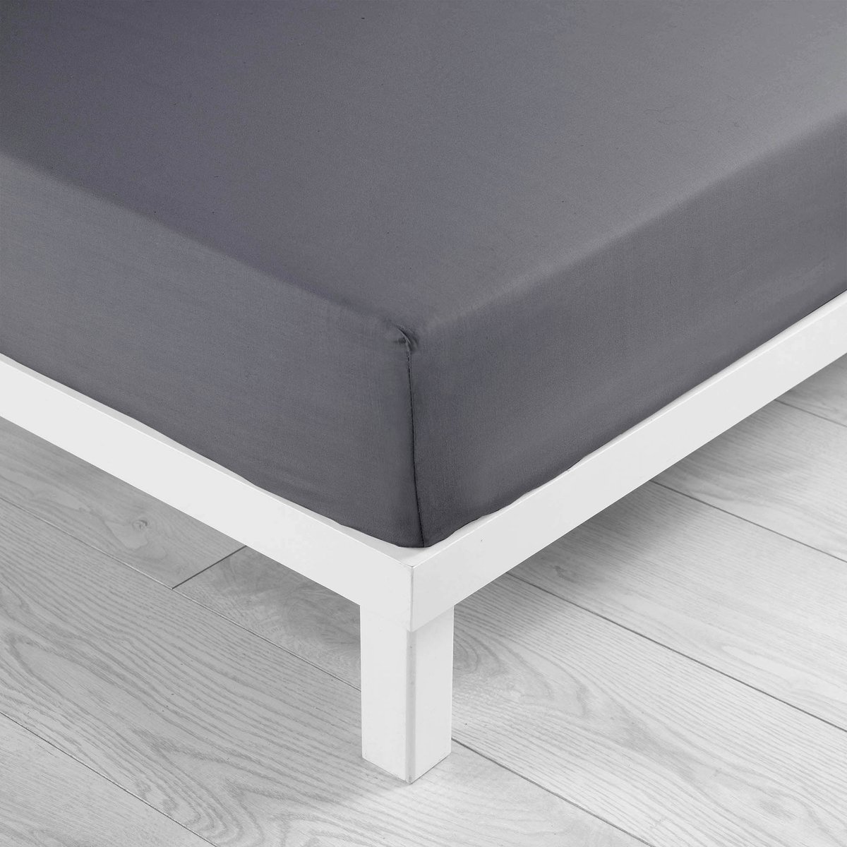 Drap housse coton 57 fils Tilleul 90 x 190 cm kaki, EDEN