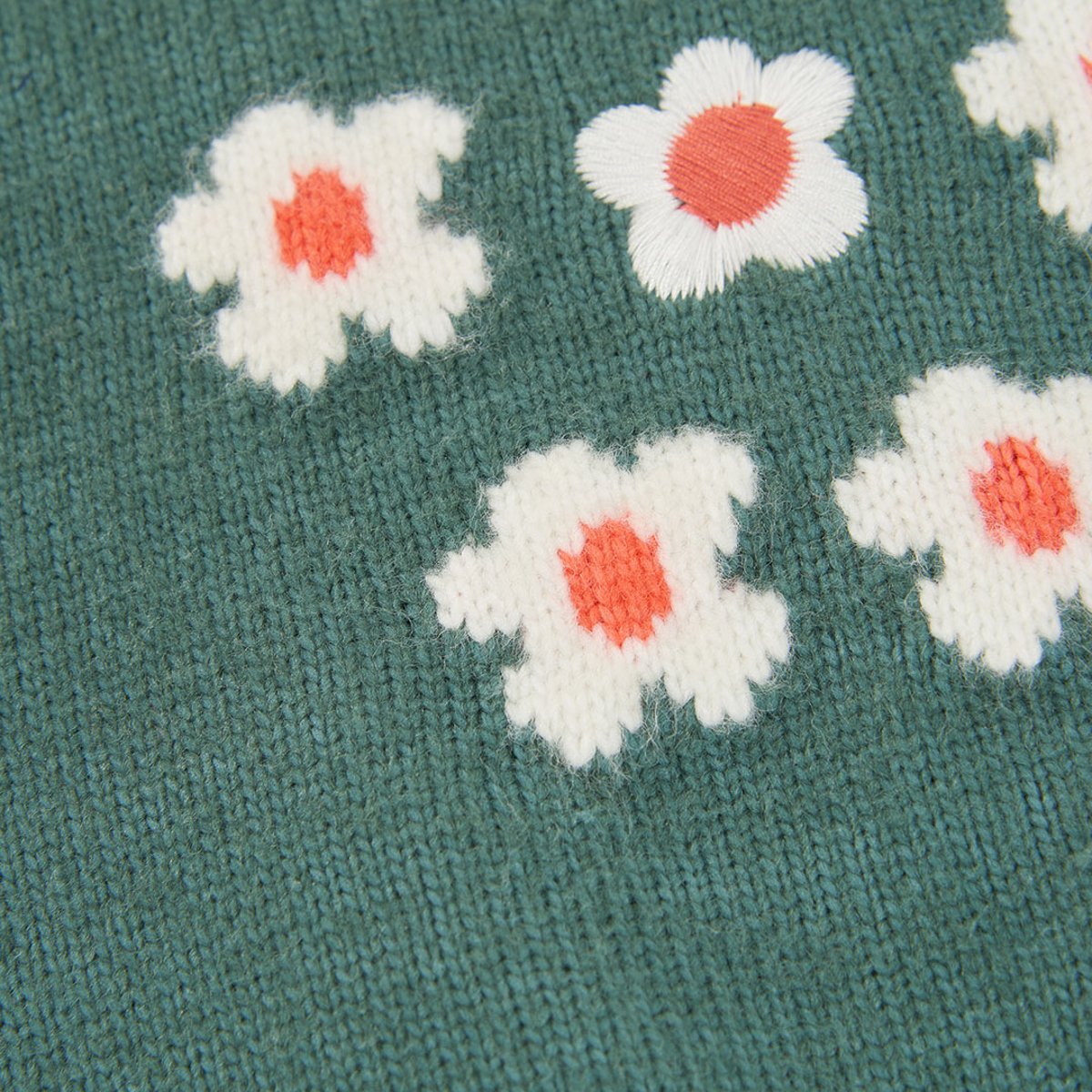 Pull sans manches fille imprimé fleurs vert, BOBOLI