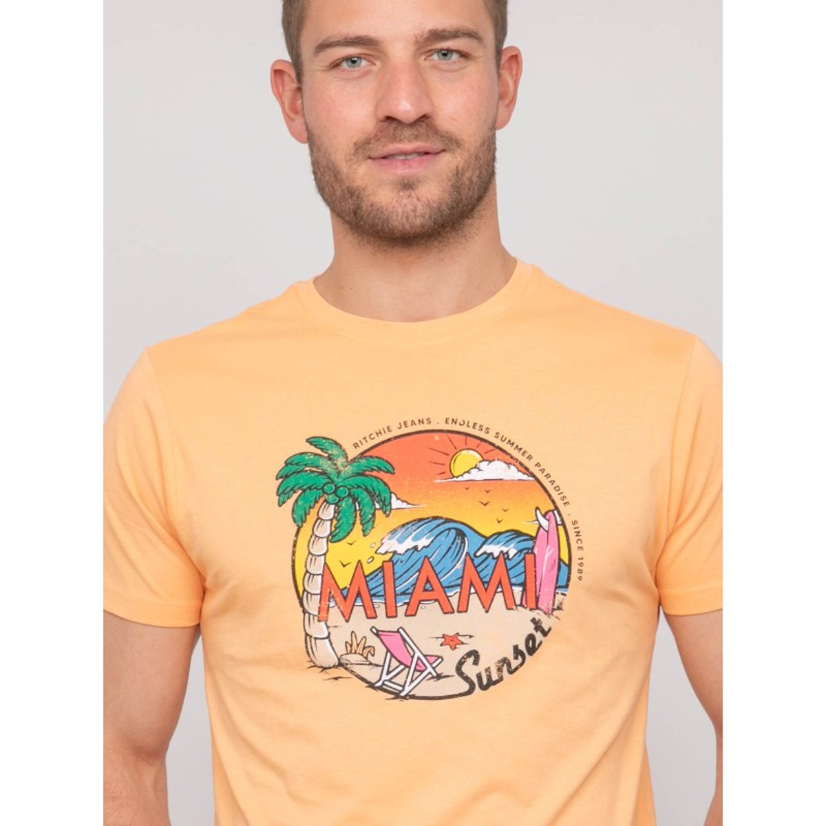 T-shirt Coton Motifs Nopicale orange, RITCHIE